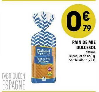 Supeco Pain De Mie Dulcesol offre