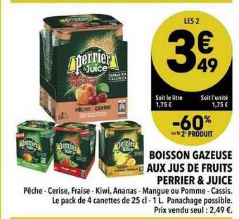 Supeco Boisson Gazeuse Aux Jus De Fruits Perrier & Juice offre
