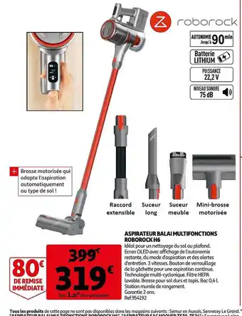 Auchan Aspirateur Balai Multifonctions Roborock H6 offre