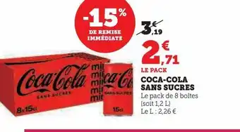 U Express Coca-cola sans sucres offre