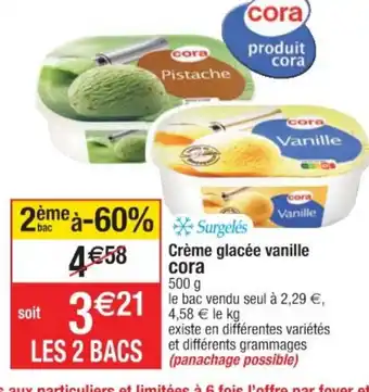 Cora x Carrefour Crème glacée vanille Cora offre