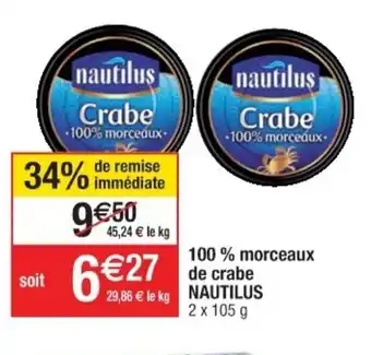 100% morceaux de crabe Nautilus