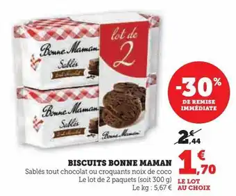 Super U Biscuits bonne maman offre