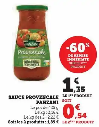 Super U Sauce provencale panzani offre