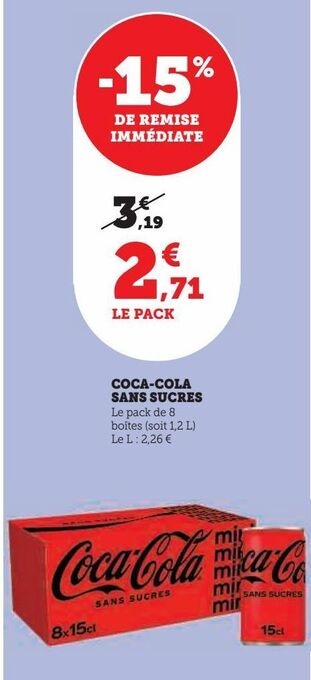 Super U Coca-cola sans sucres offre