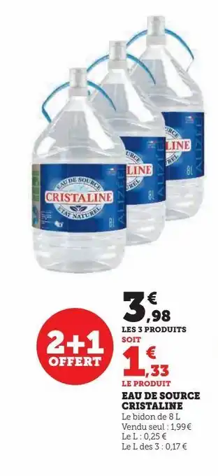 Super U Eau de source cristaline offre