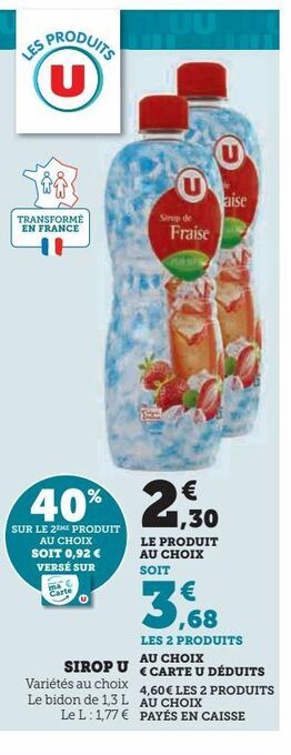 Super U Sirop u offre