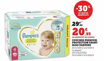 Super U Couches premium protection geant maxi pampers offre