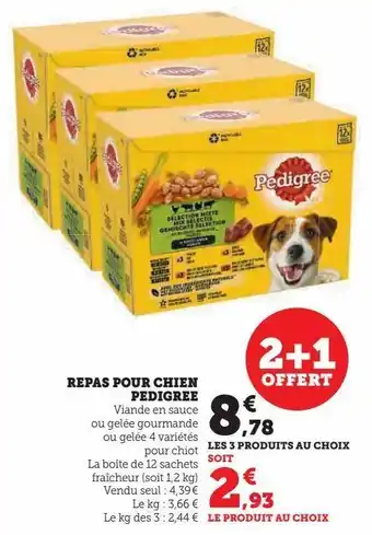 Super U Repas pour chien pedigree offre