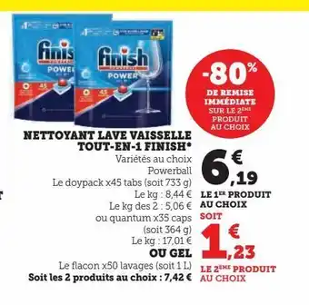 Super U Nettoyant lave vaisselle tout-en-1 finish offre