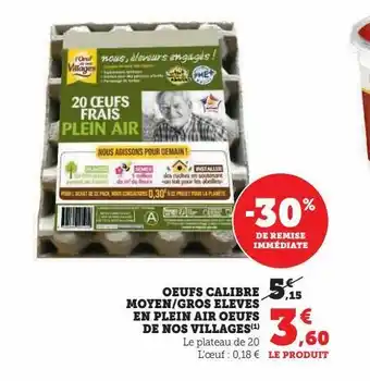 Super U Oeufs calibre moyen/gros eleves en plein air oeufs de nos villages offre
