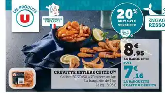 Super U Crevette entiere cuite u offre
