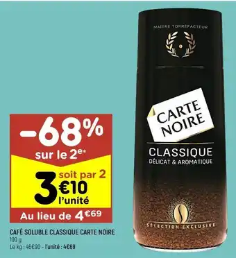 Leader Price Café soluble classique carte noire offre