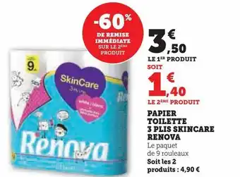 U Express Papier toilette 3 plis skincare renova offre