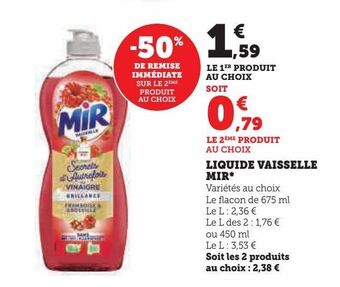 U Express Liquide vaisselle mir offre