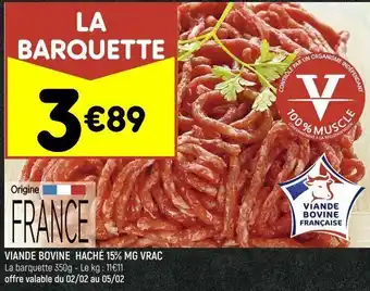 Leader Price Viande bovine haché 15% mg vrac offre