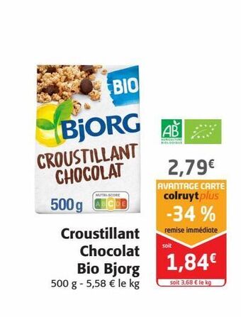 Colruyt Croustillant chocolat bio bjorg offre