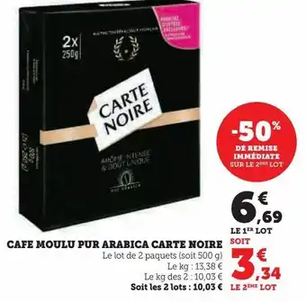 U Express Cafe moulu pur arabica carte noire offre