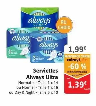 Colruyt Serviettes always ultra offre