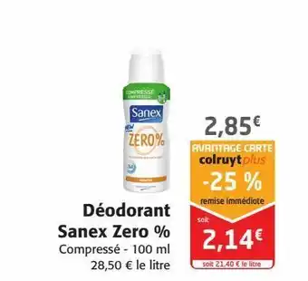 Colruyt Déodorant sanex zero % offre