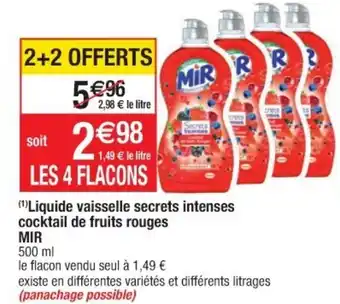 Cora x Carrefour Liquide vaisselle secrets intense cocktail de fruits rouges offre