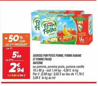 Netto Gourdes pom`potes pomme, pomme banane et pomme fraise materne offre