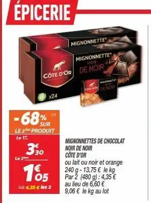 Netto Mignonnettes de chocolats noir de noir cote d`or offre