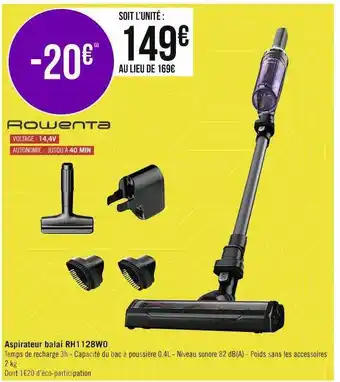 Aspirateur balai rh1128wo rowenta