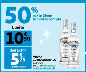 Auchan Vodka zubrowka biala offre