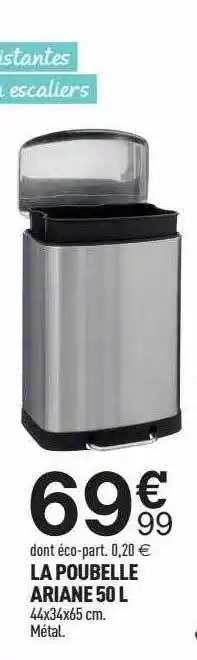 Centrakor La poubelle ariane 50 l offre