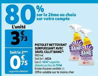 Auchan Pistolet nettoyant surpuissant avec javel cillit bang offre