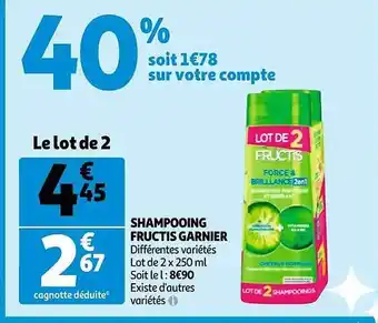 Auchan Shampooing fructis garnier offre
