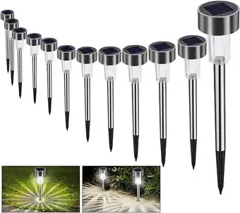 Amazon Lampe solaire jardin exterieure au sol bawoo 12pcs lampes jardin etanche lampe sans fil led décoration eclairage solaire e... offre