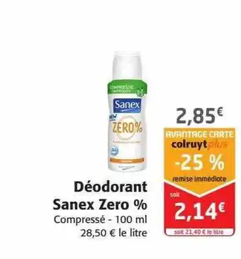 Colruyt Déodorant sanex zero % offre