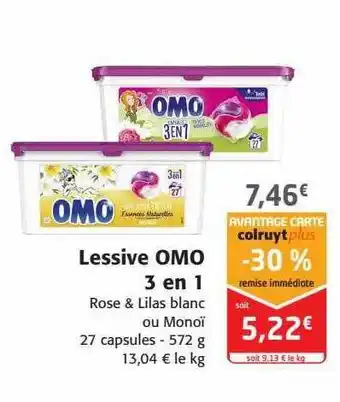 Colruyt Lessive omo 3 en 1 offre