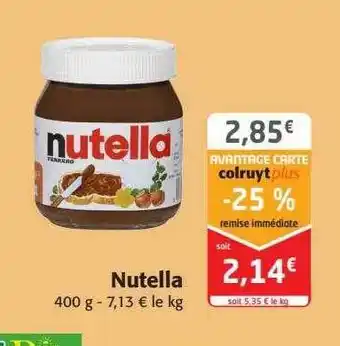 Colruyt Nutella offre