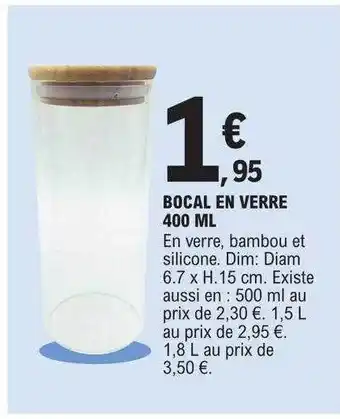 E.Leclerc Bocal en verre 400ml offre