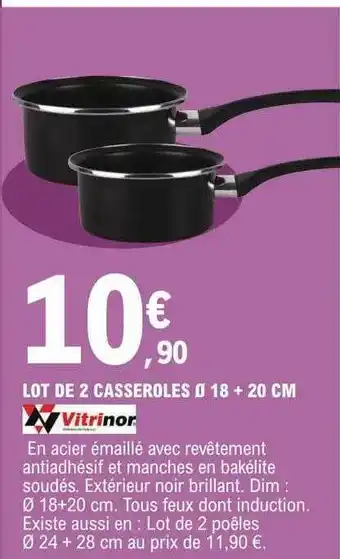 E.Leclerc Lot de 2 casseroles ø 18 + 20 cm vitrinor offre