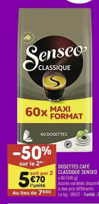 Dosettes café classique senseo