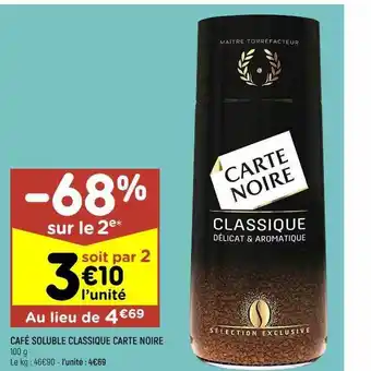 Leader Price Café soluble classique carte noire offre