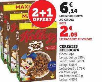 Super U Céréales kellogg's offre