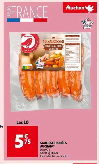 Auchan Saucisses fumées auchan offre