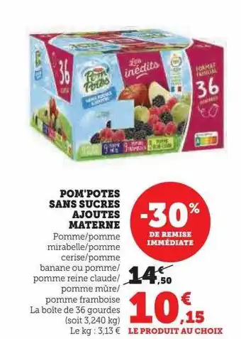 U Express Pom'potes sans sucres ajoutes materne -30% de remise immédiate offre