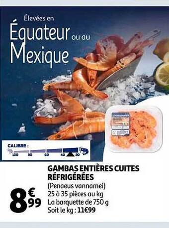 Auchan Gambas entières cuites réfrigérées offre