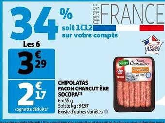 Auchan Chipolatas façon charcutière socopa offre