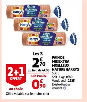 Auchan Pain de mie extra moelleux nature harrys offre