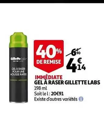 Auchan Gel à raser gillette labs offre