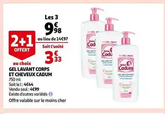 Auchan Gel lavant corps et cheveux cadum offre