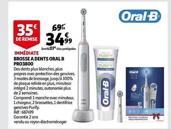 Auchan Brosse à dents oral b pro3800 offre