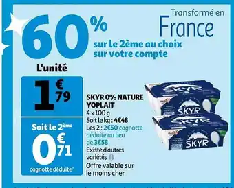 Auchan Skyr 0% nature yoplait offre